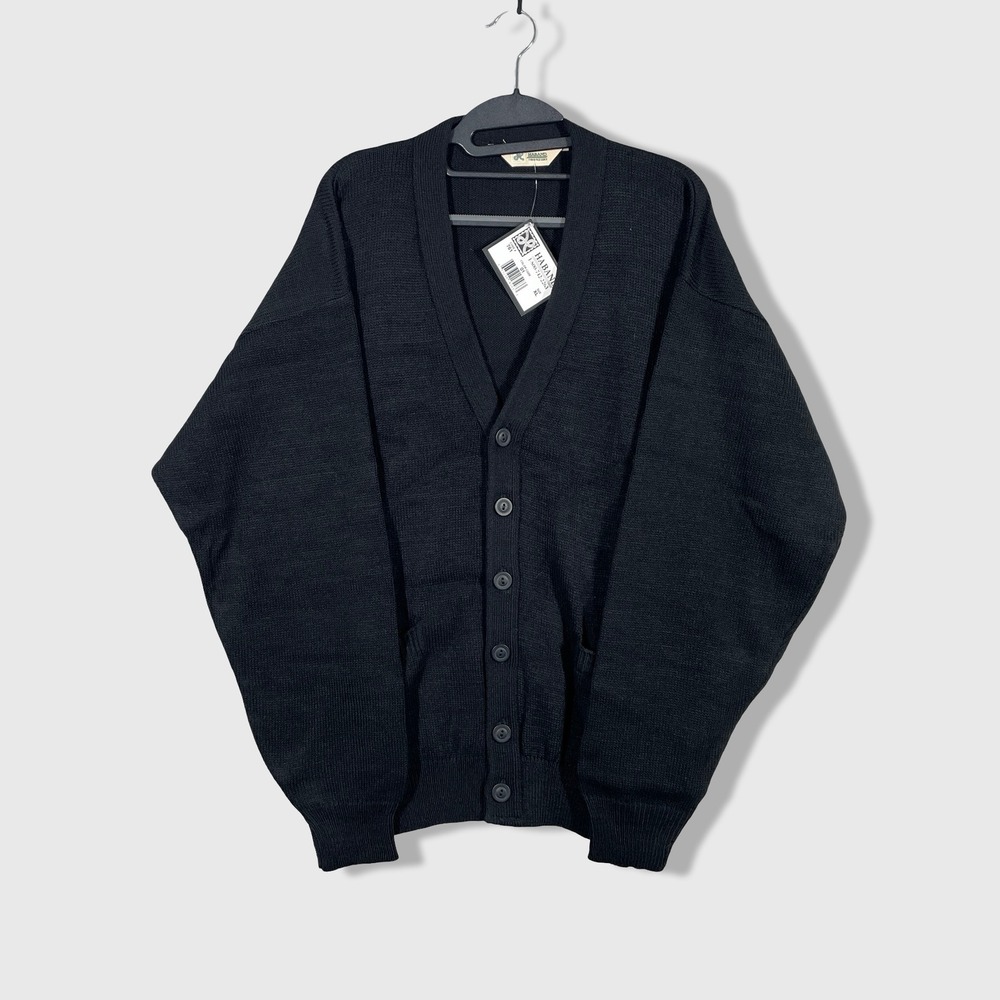 Haband Cardigan Sweater Mens XL Black Grandpacore Dark Academia Vintage NWT